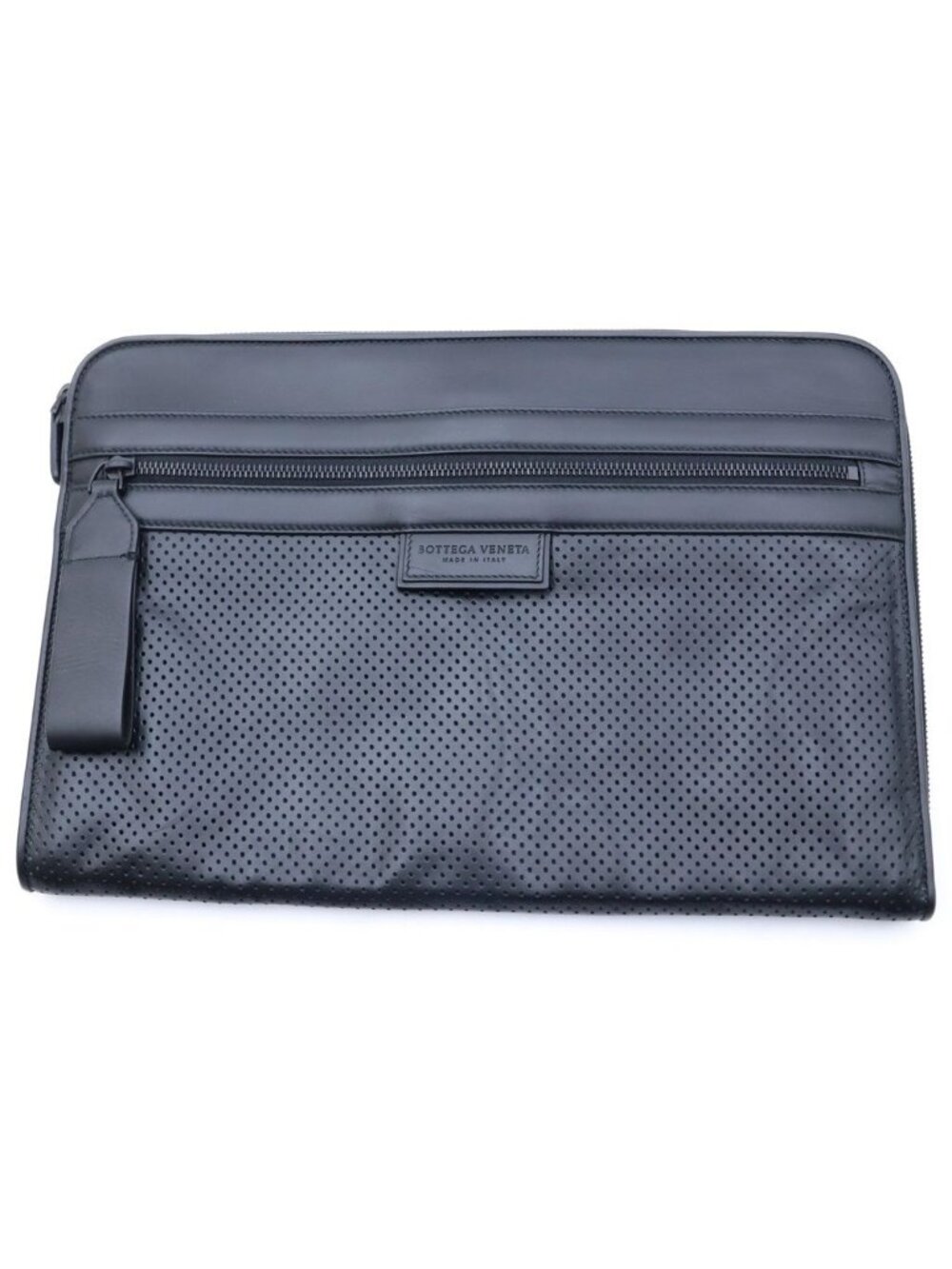Bottega Veneta Perforated Leather Clutch Black